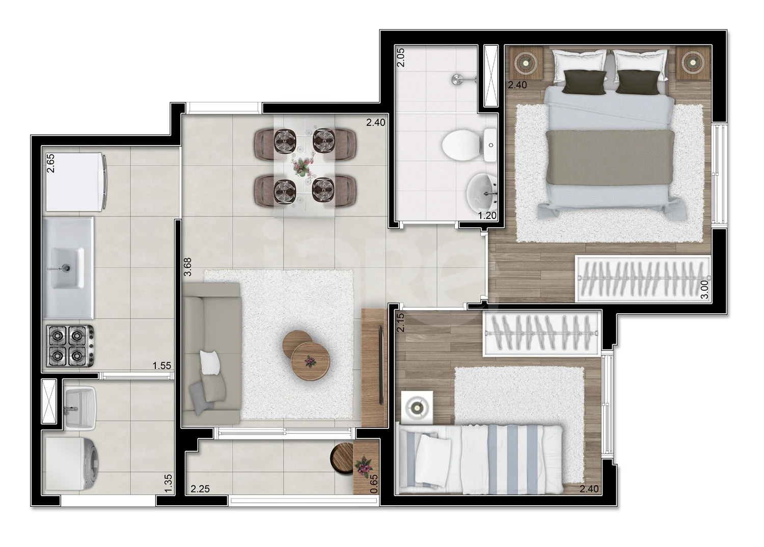 Planta — Apartamento 37,88 m²