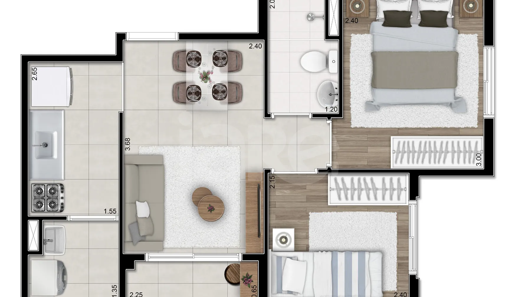 Planta — Apartamento 37,88 m²