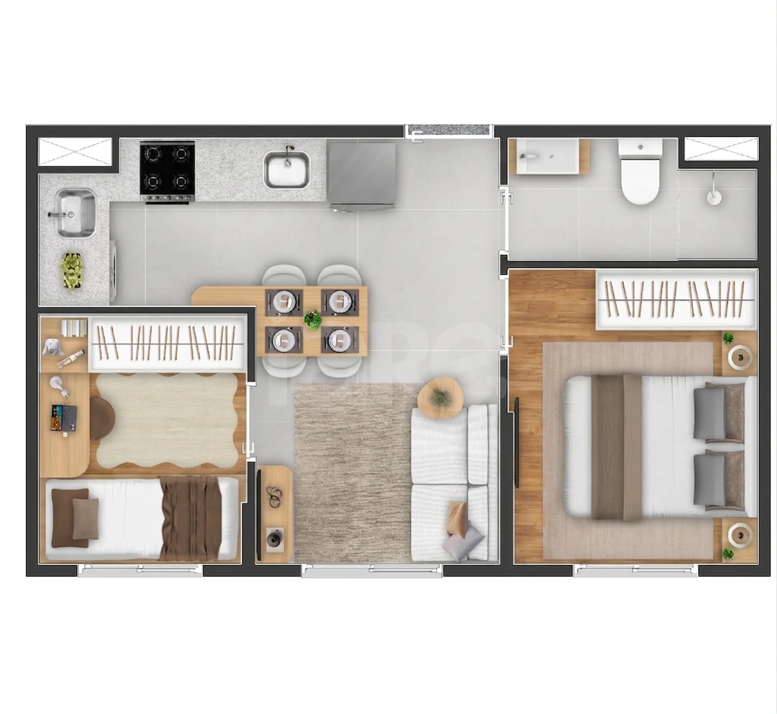 Planta — Apartamento 32,2 m²