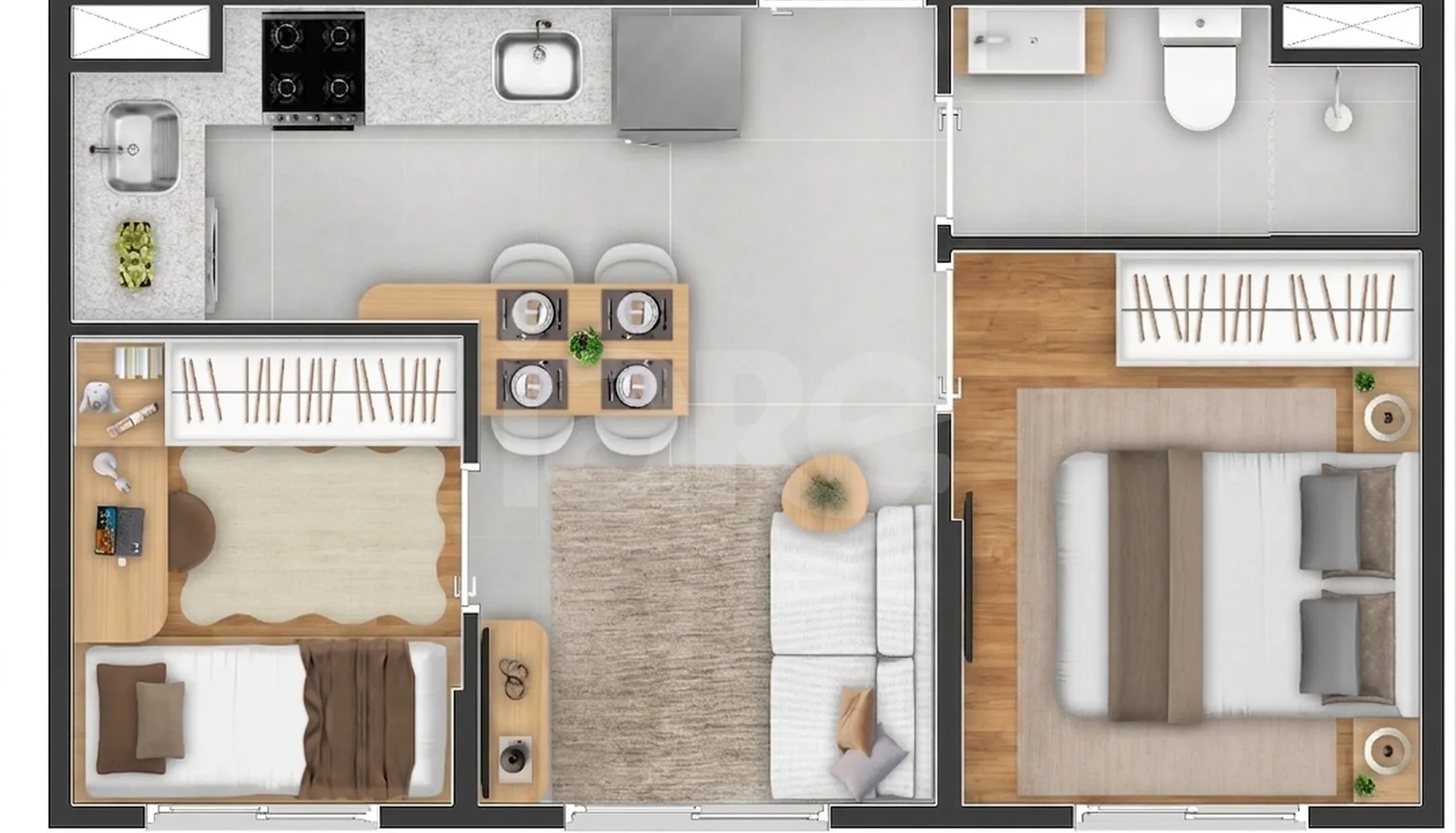 Planta — Apartamento 32,2 m²