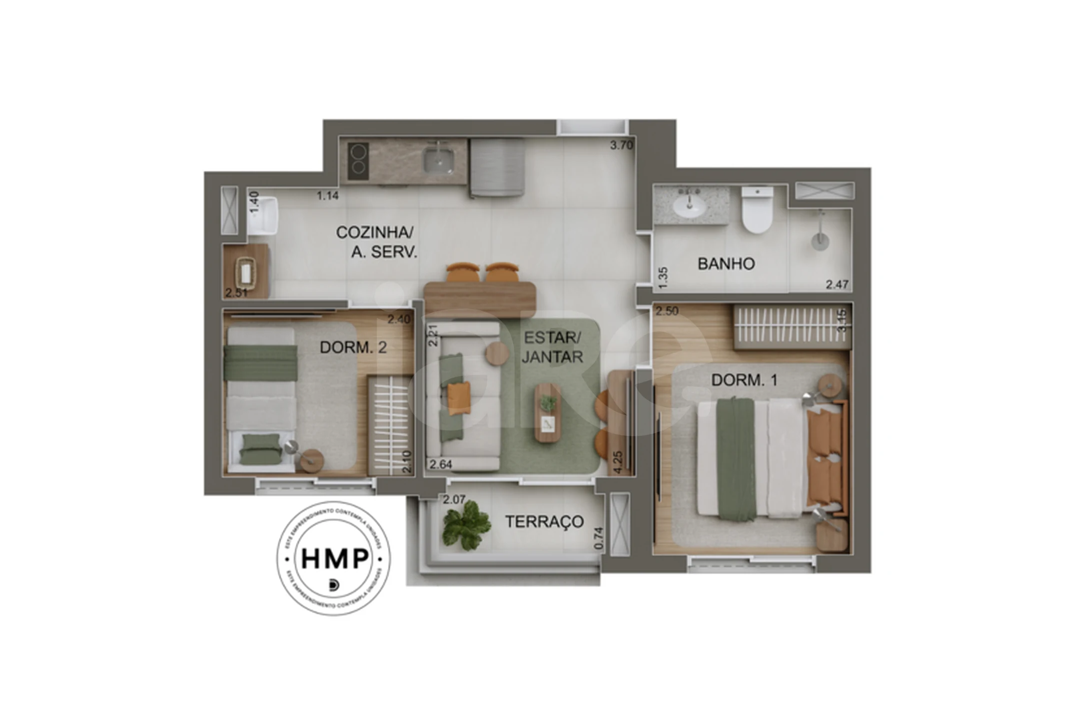 Planta — Apartamento 49,46 m²