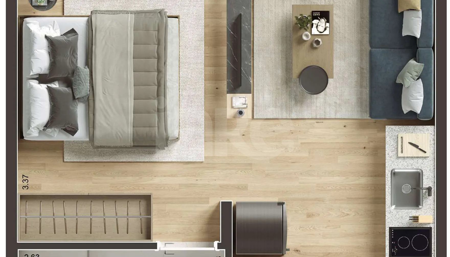 Planta — Studio 29,58 m²