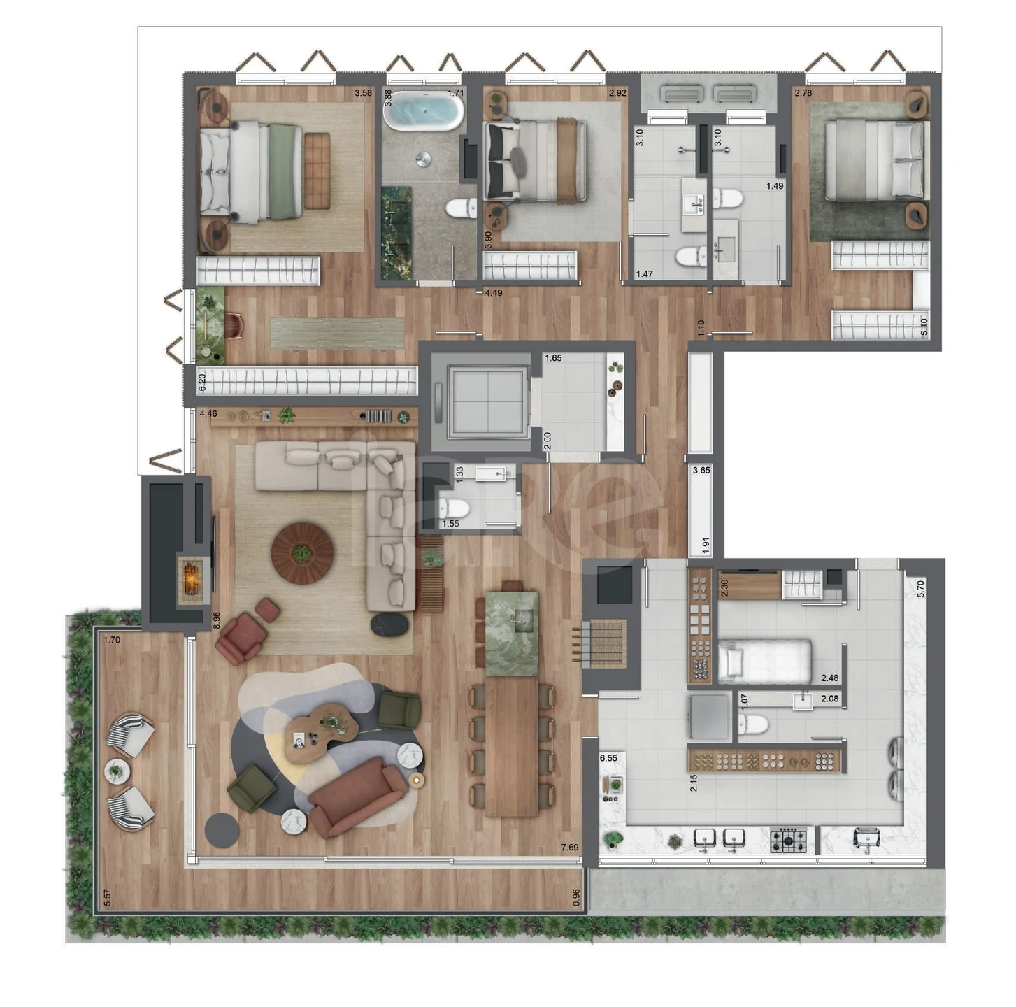 Planta — Apartamento 232,32 m²