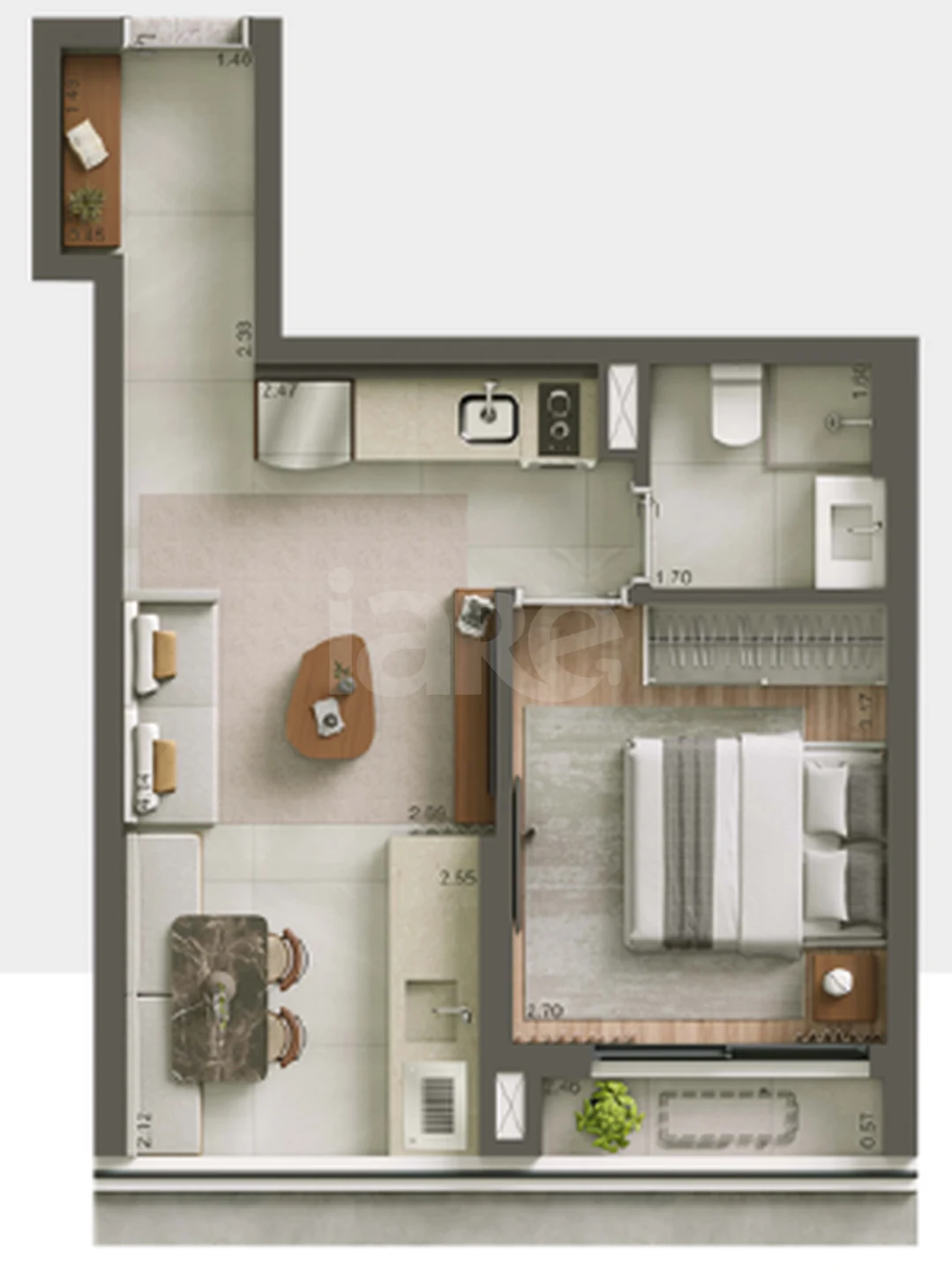 Planta — Apartamento 39,01 m²