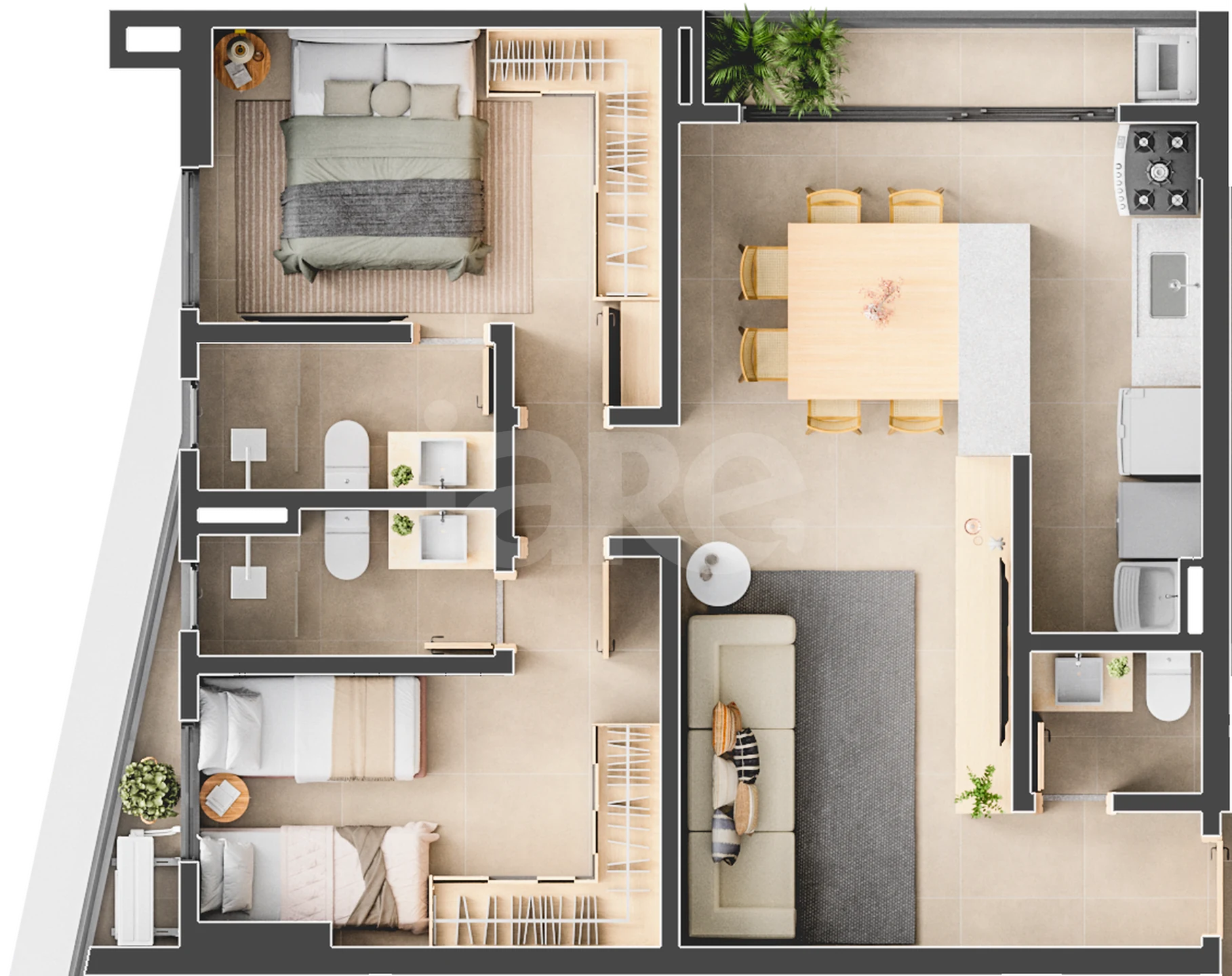 Planta — Apartamento 70,58 m²
