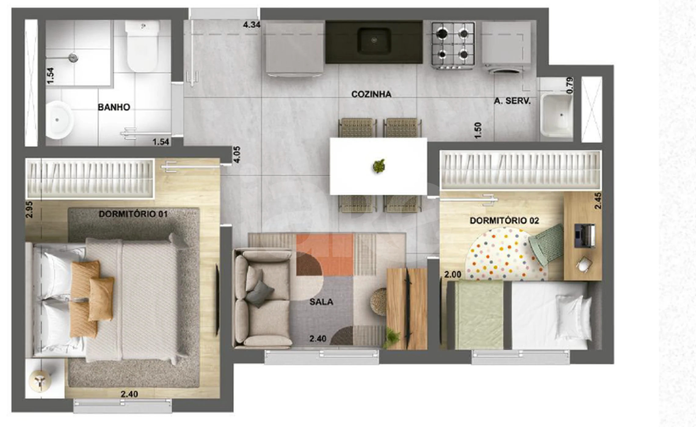 Planta — Apartamento 32 m²