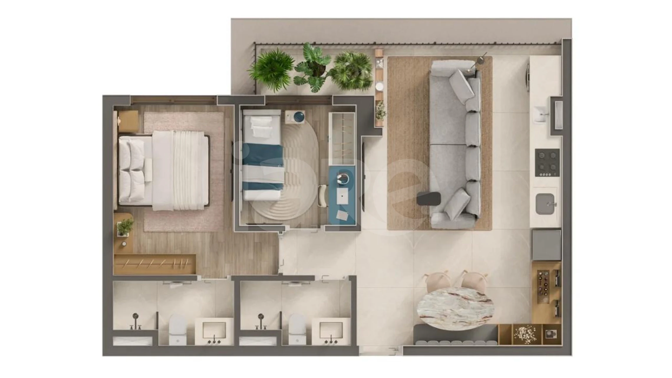 Planta — Apartamento 57,91 m²