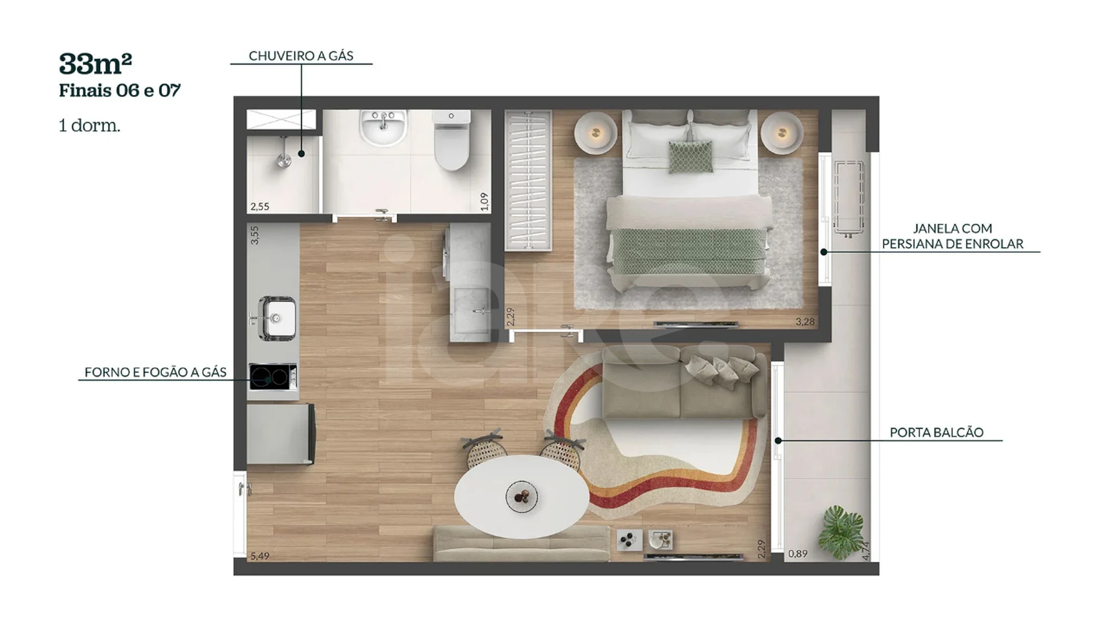 Planta — Apartamento 33,35 m²