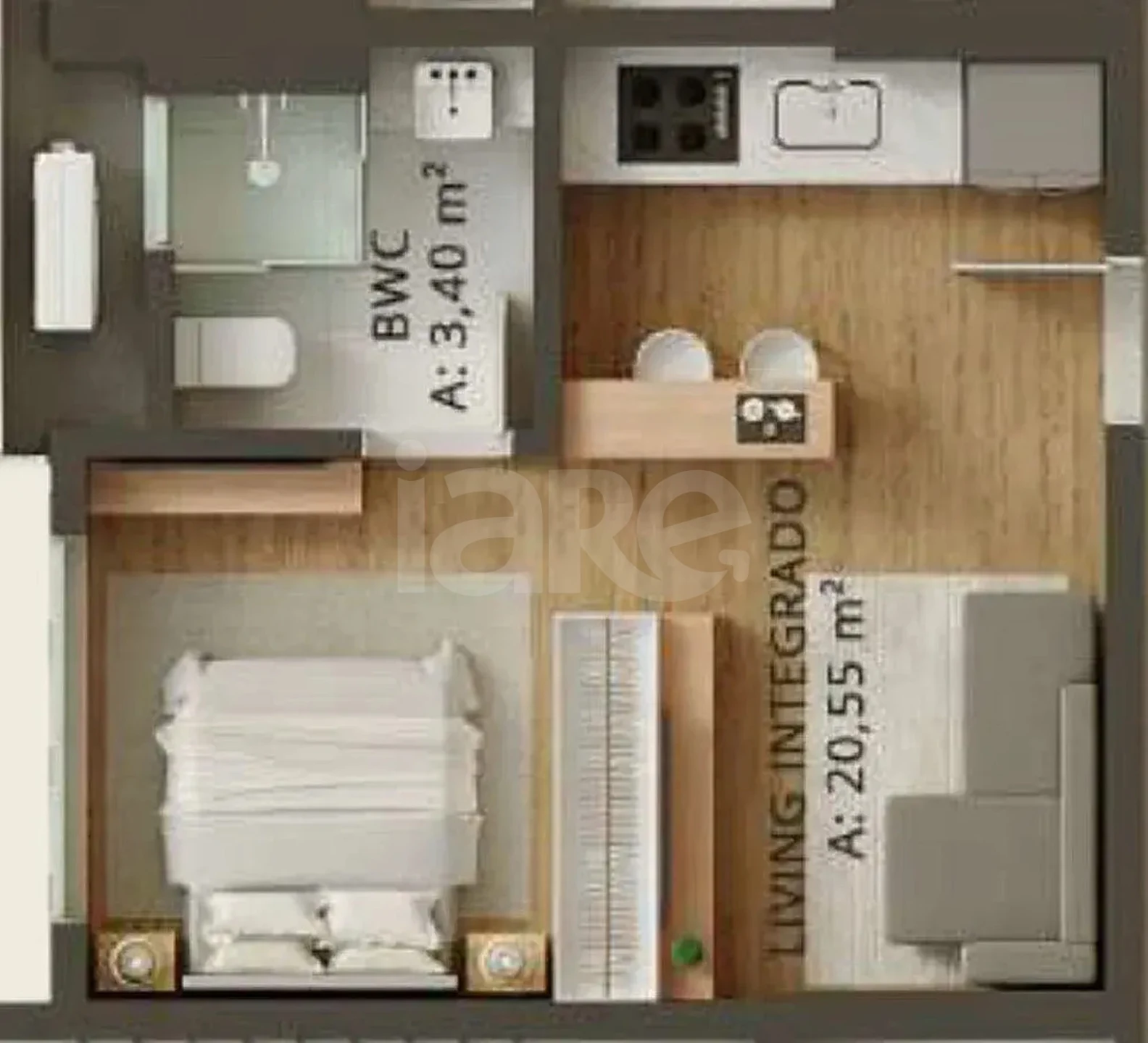 Planta — Studio 28,4 m²