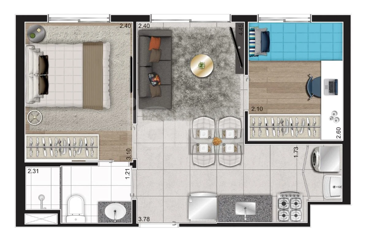 Planta — Apartamento 34,14 m²