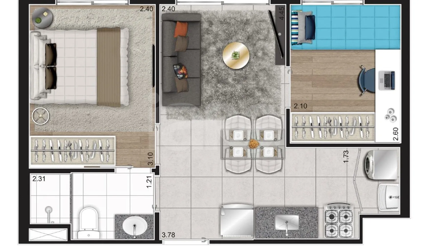 Planta — Apartamento 34,14 m²
