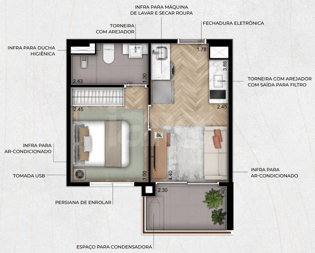 Planta — Apartamento 28,42 m²