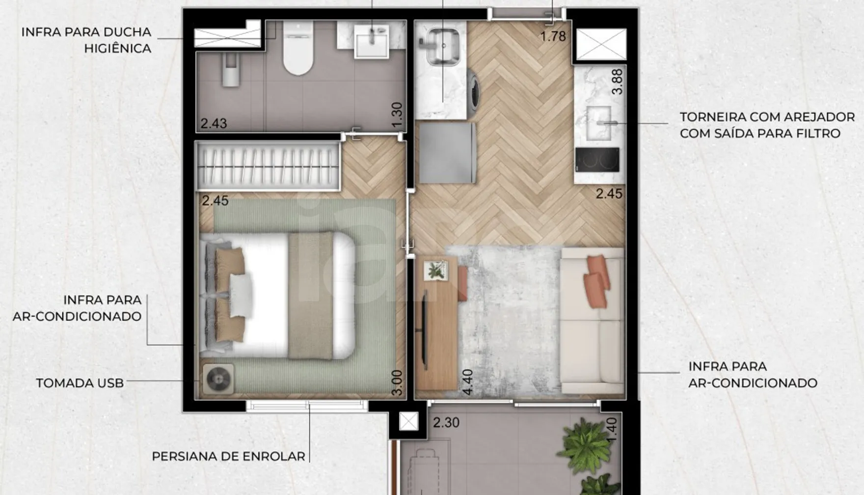 Planta — Apartamento 28,42 m²
