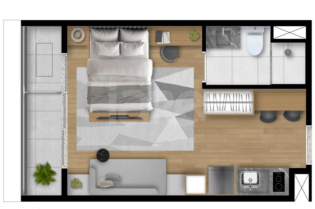Planta — Studio 26,03 m²