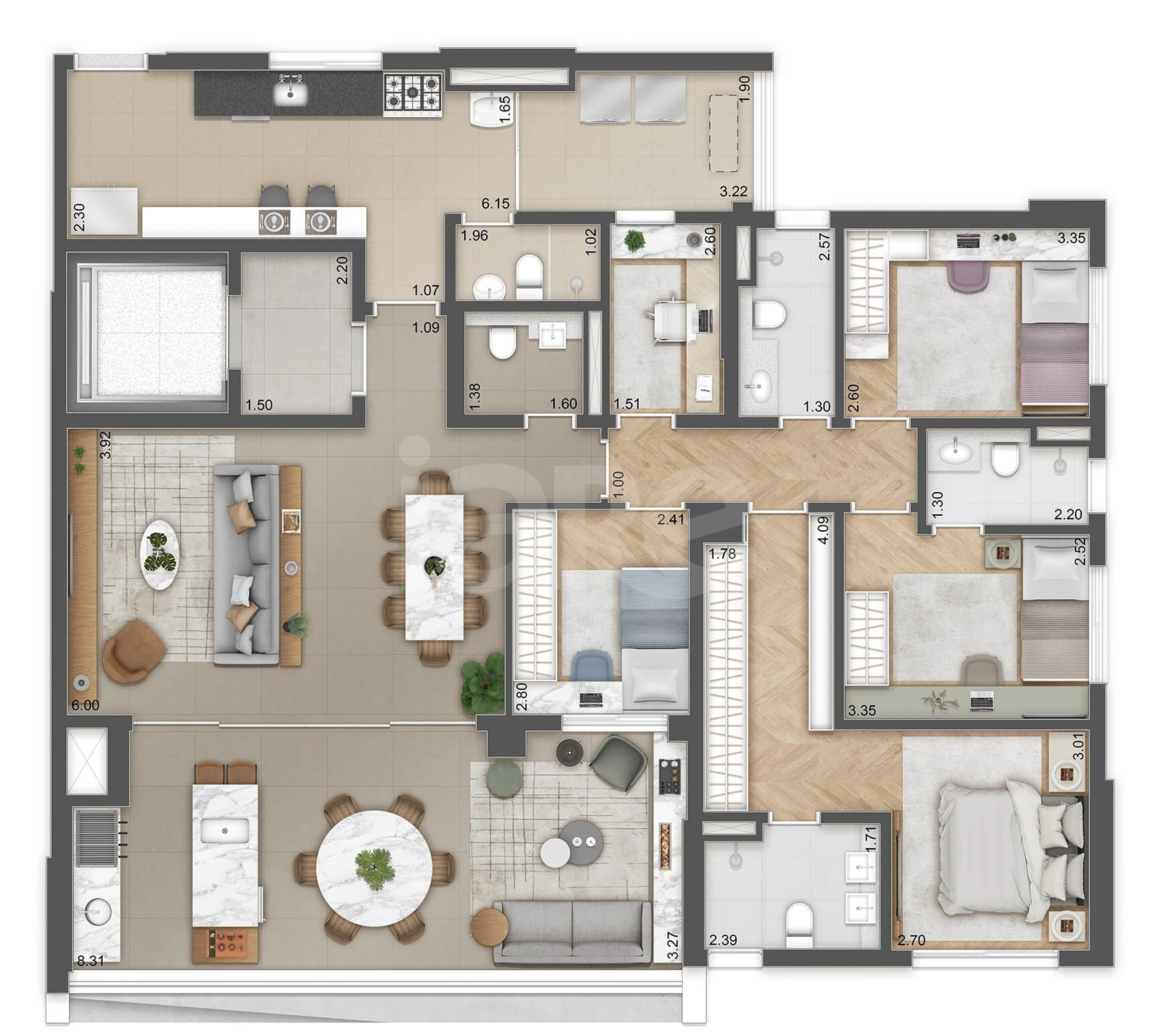 Planta — Apartamento 165,57 m²
