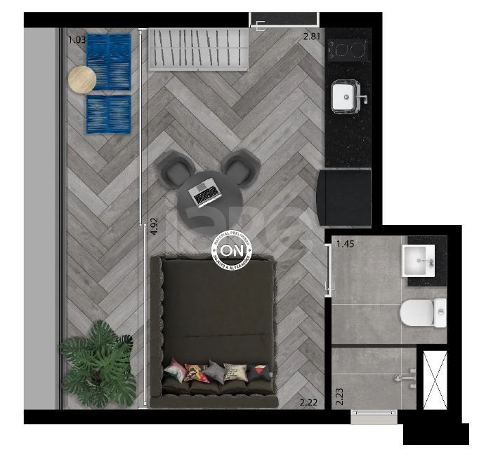 Planta — Studio 23,74 m²