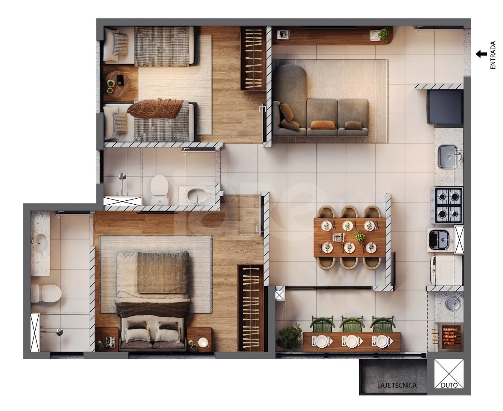 Planta — Apartamento 56 m²