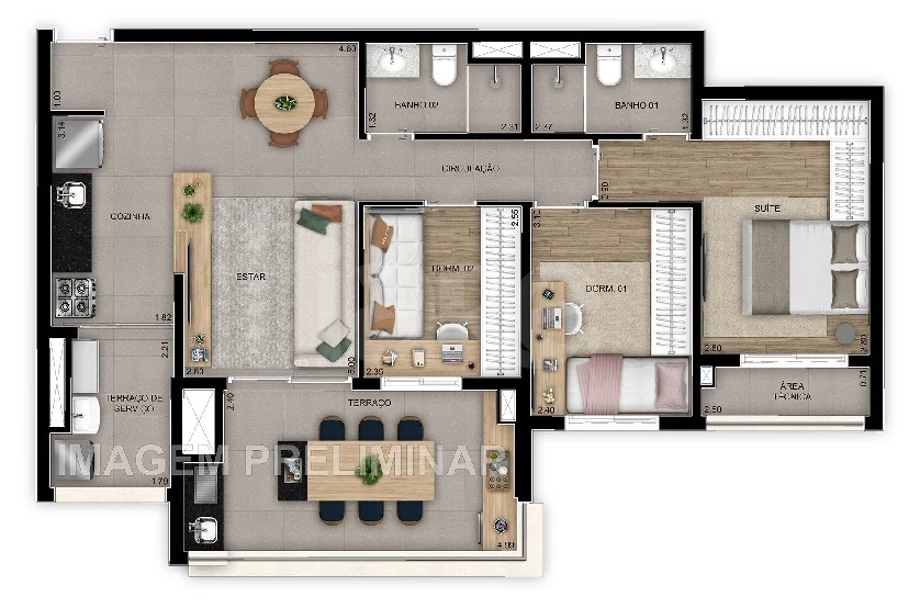 Planta — Apartamento 84,73 m²