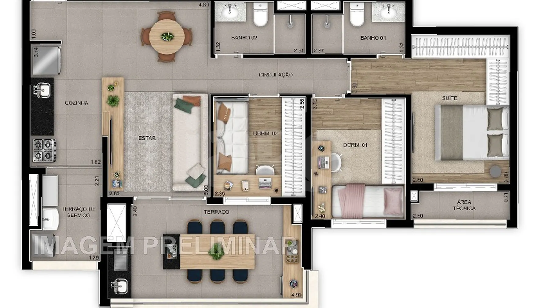Planta — Apartamento 84,73 m²