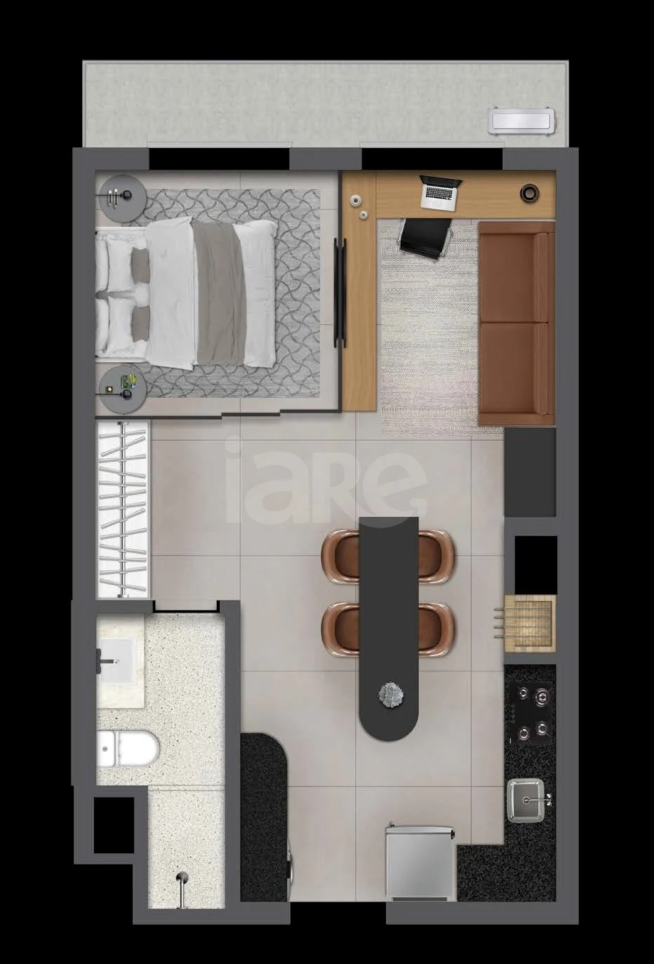 Planta — Studio 44,65 m²