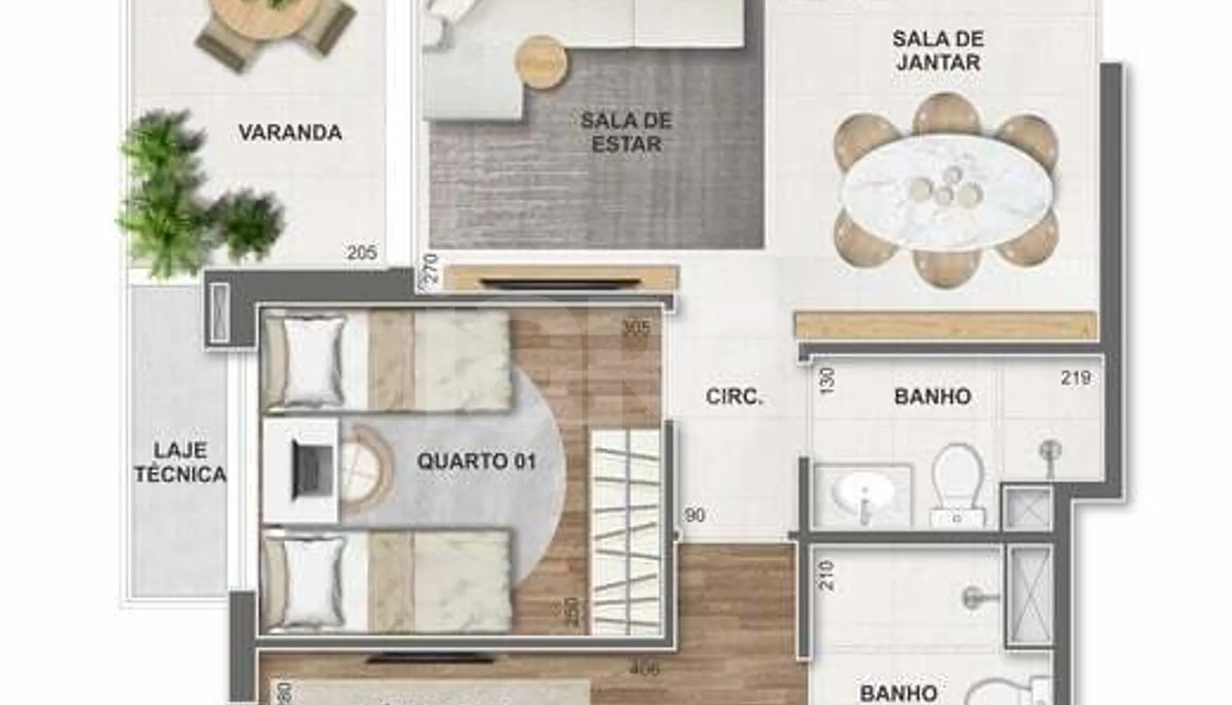 Planta — Apartamento 69,87 m²