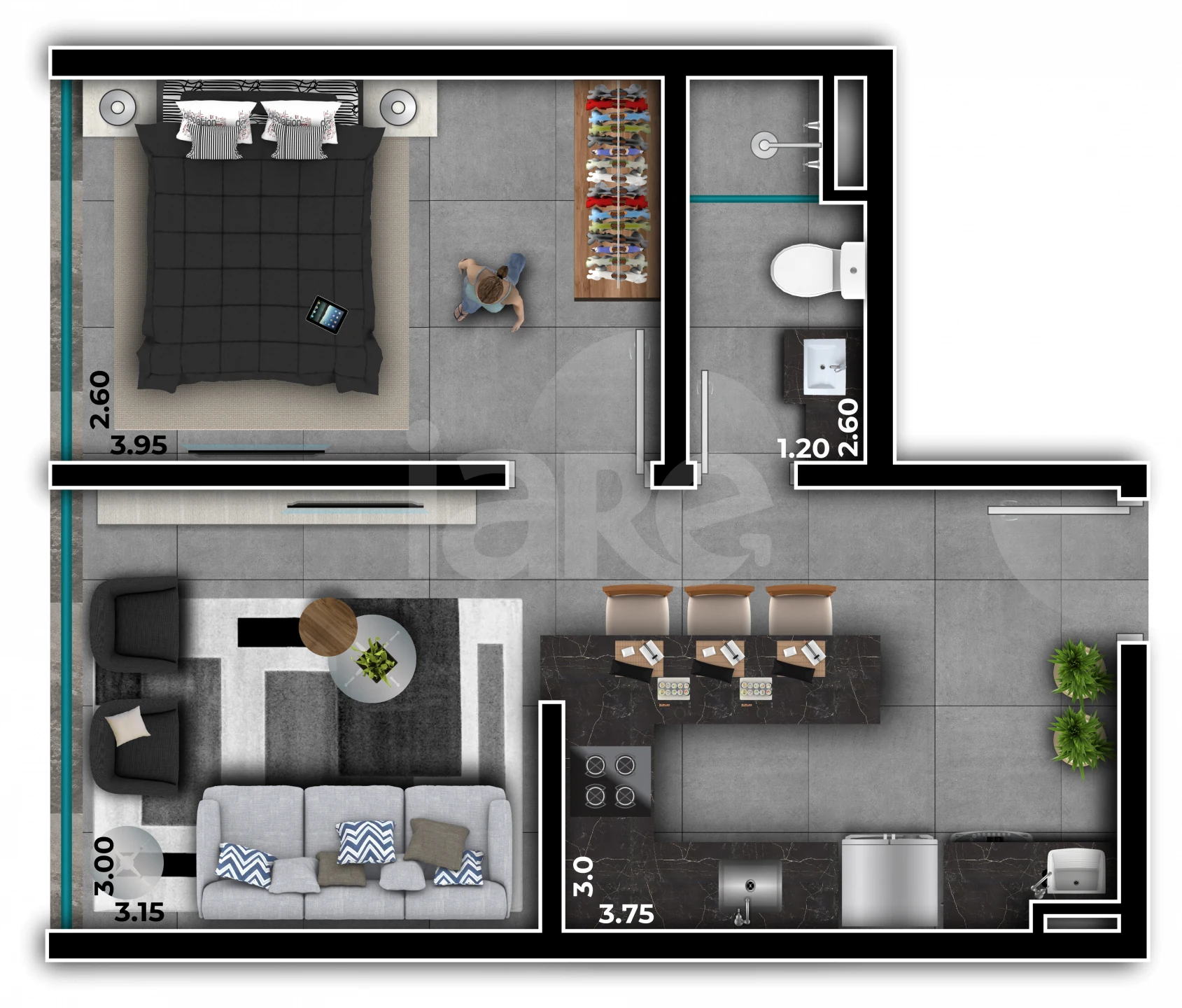 Planta — Apartamento 49,58 m²