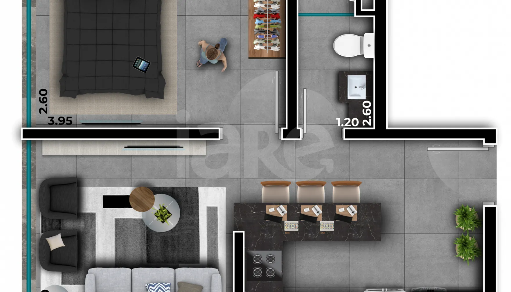 Planta — Apartamento 49,58 m²