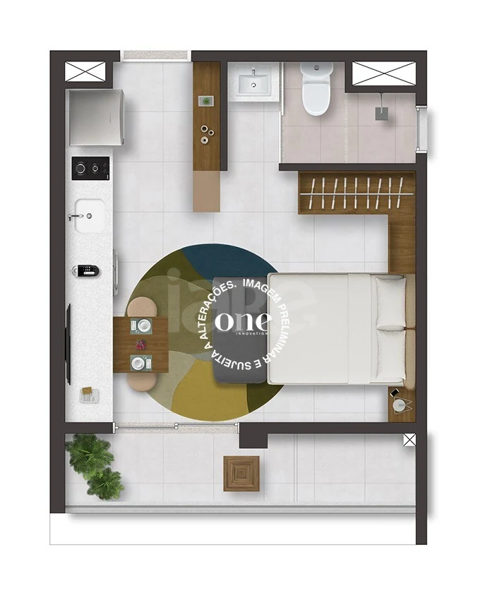 Planta — Studio 27,7 m²