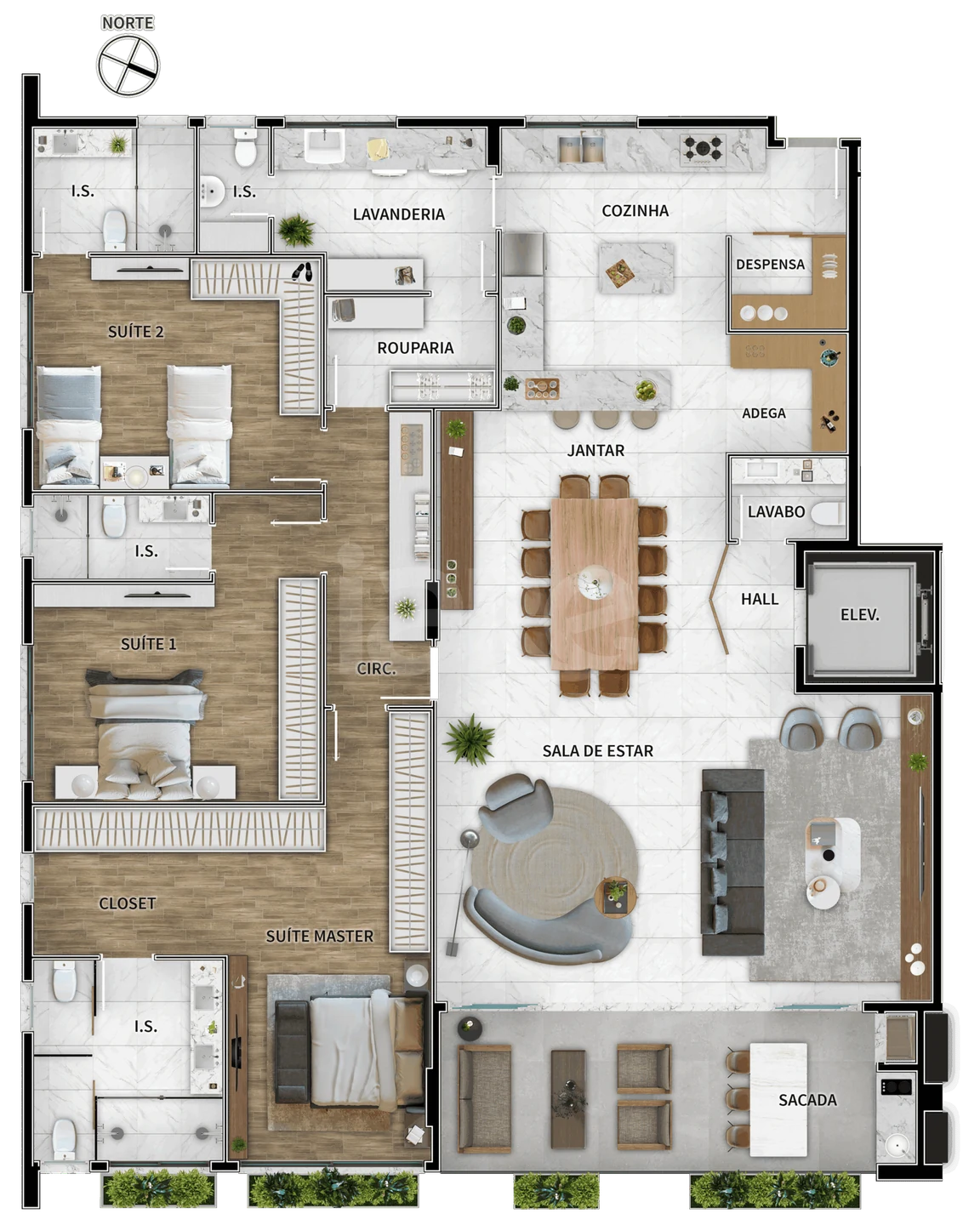 Planta — Apartamento 243,84 m²