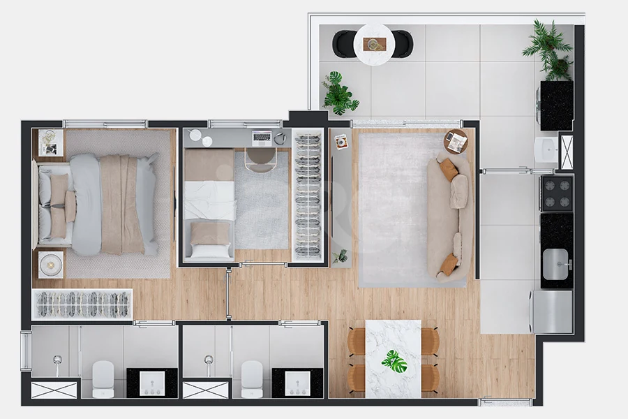 Planta — Apartamento 50,71 m²