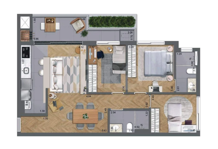 Planta — Apartamento 79,76 m²