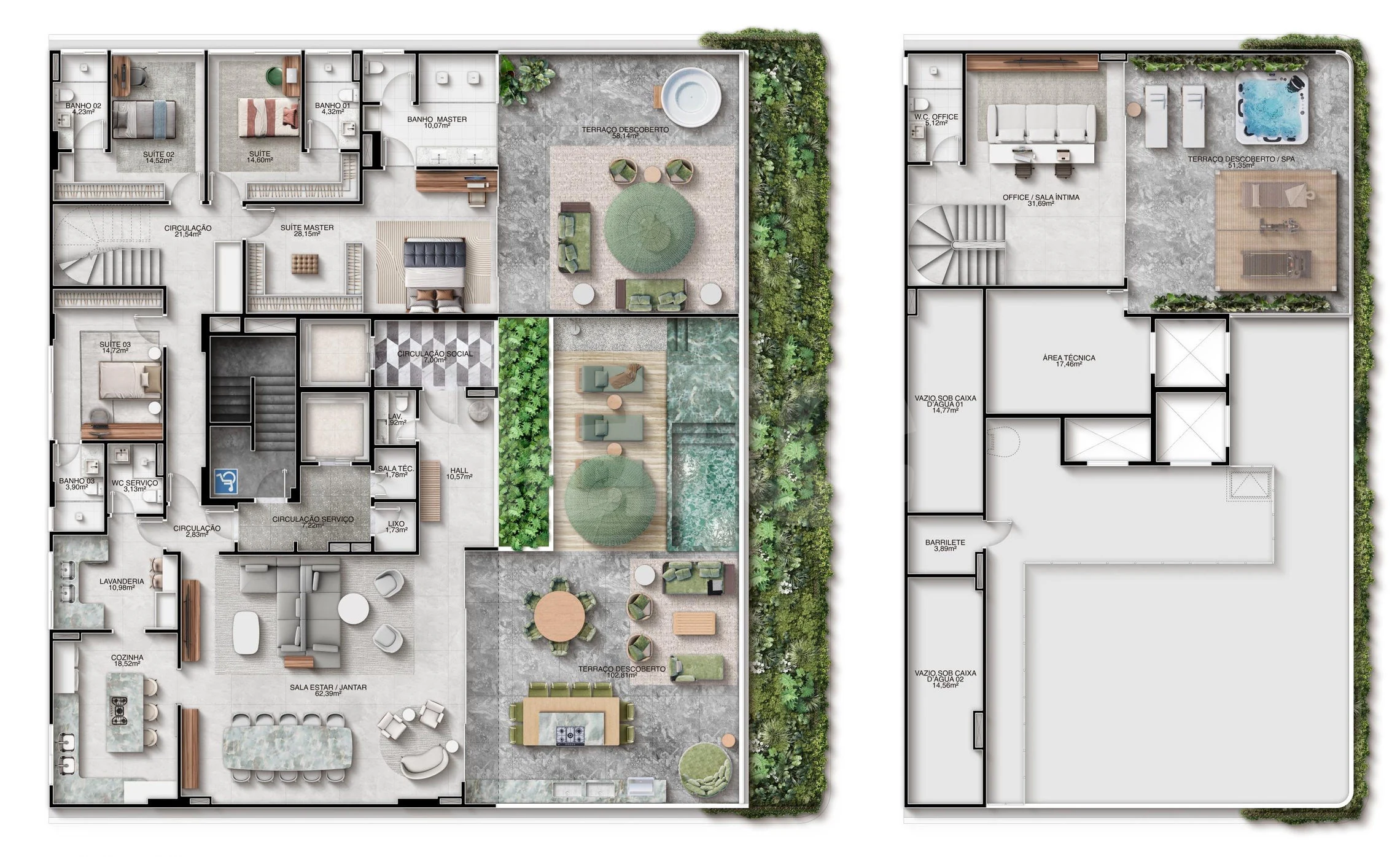 Planta — Cobertura Duplex 600,6 m²