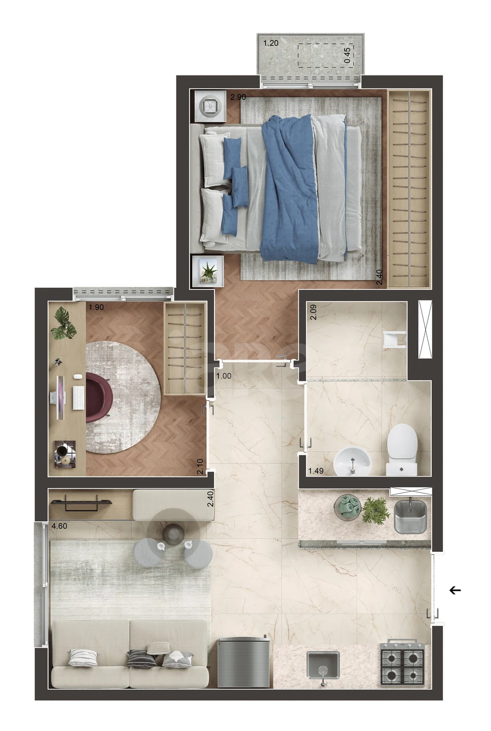 Planta — Apartamento 32,41 m²