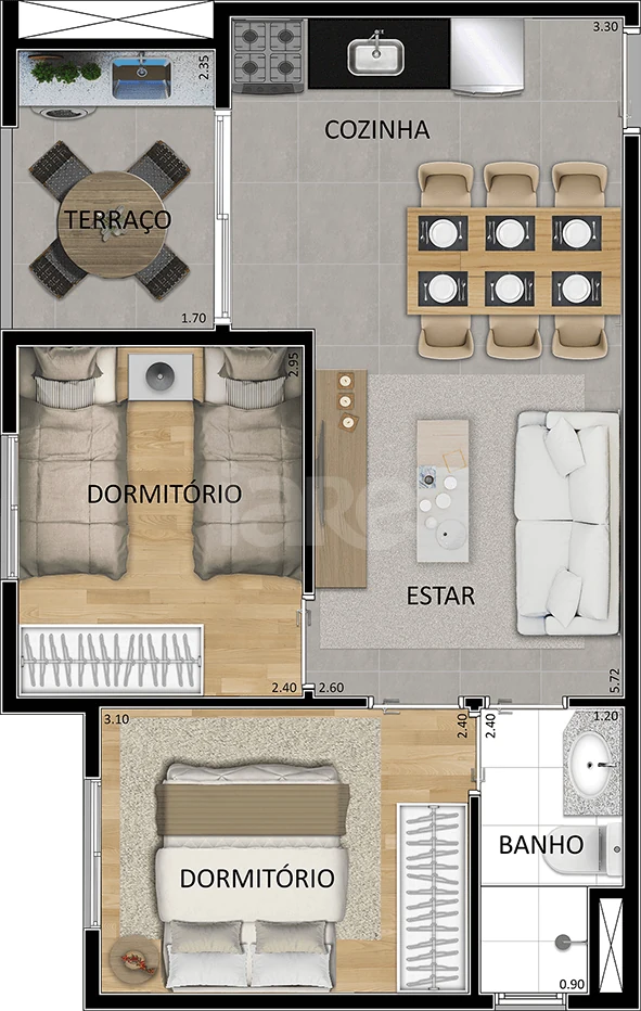 Planta — Apartamento 43,05 m²