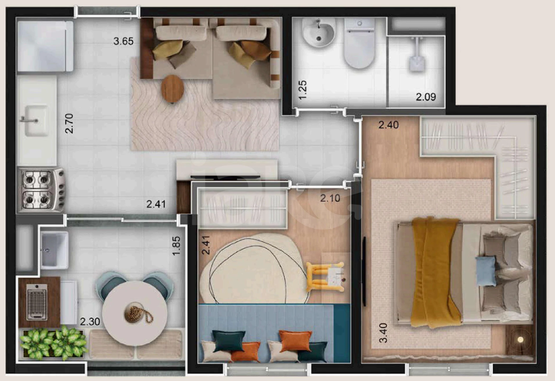 Planta — Apartamento 34,95 m²