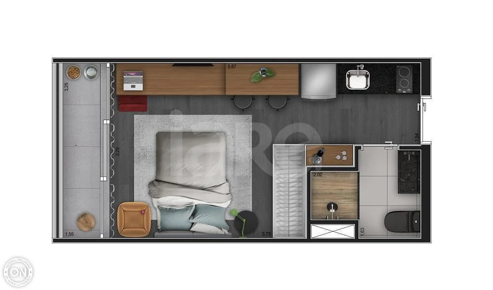Planta — Studio 24,59 m²