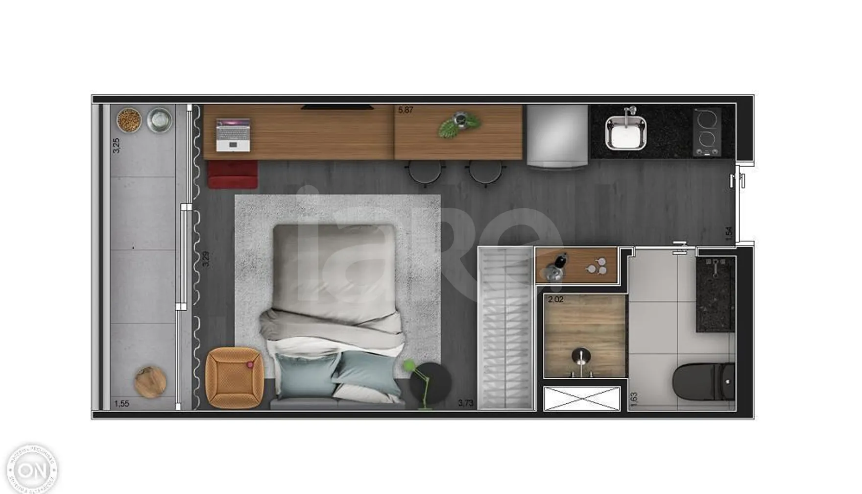 Planta — Studio 24,59 m²