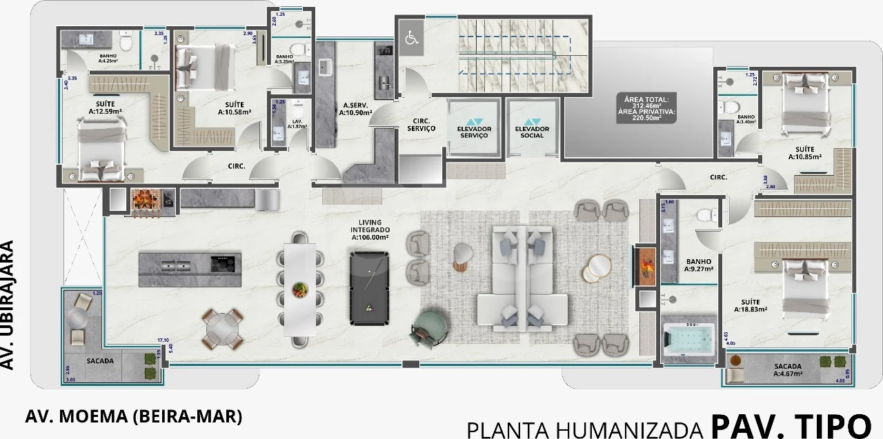 Planta — Apartamento 220,5 m²