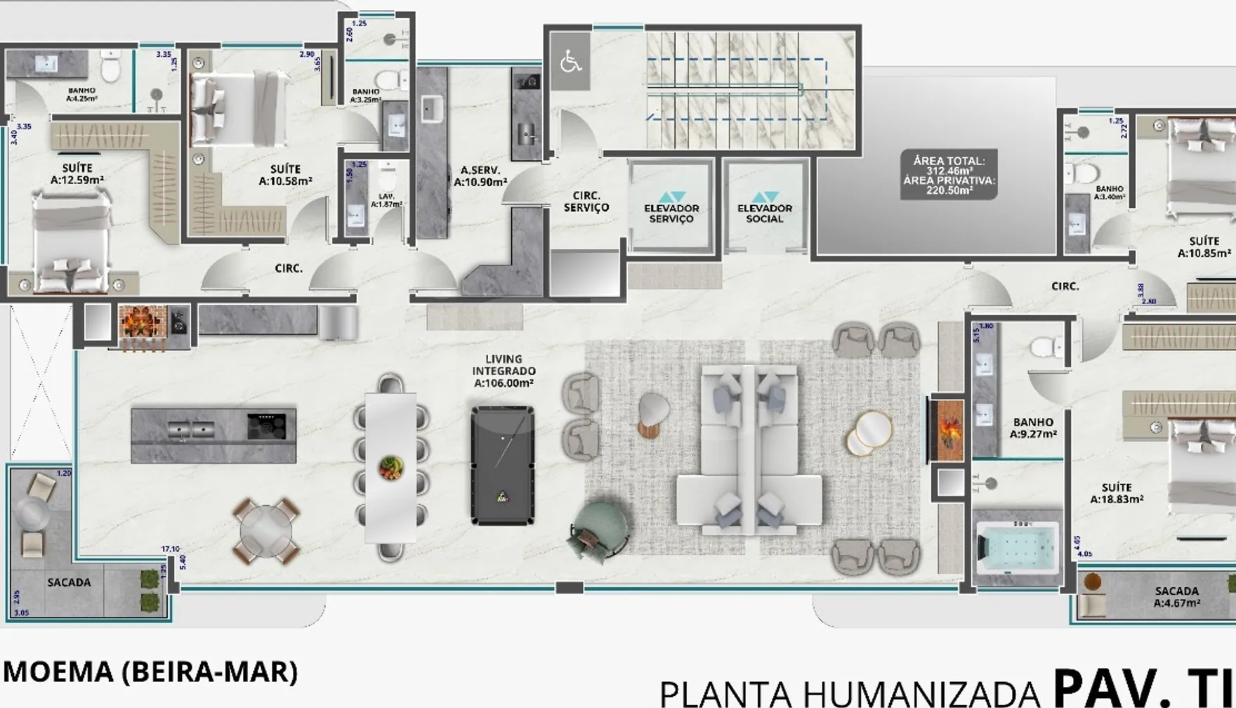 Planta — Apartamento 220,5 m²