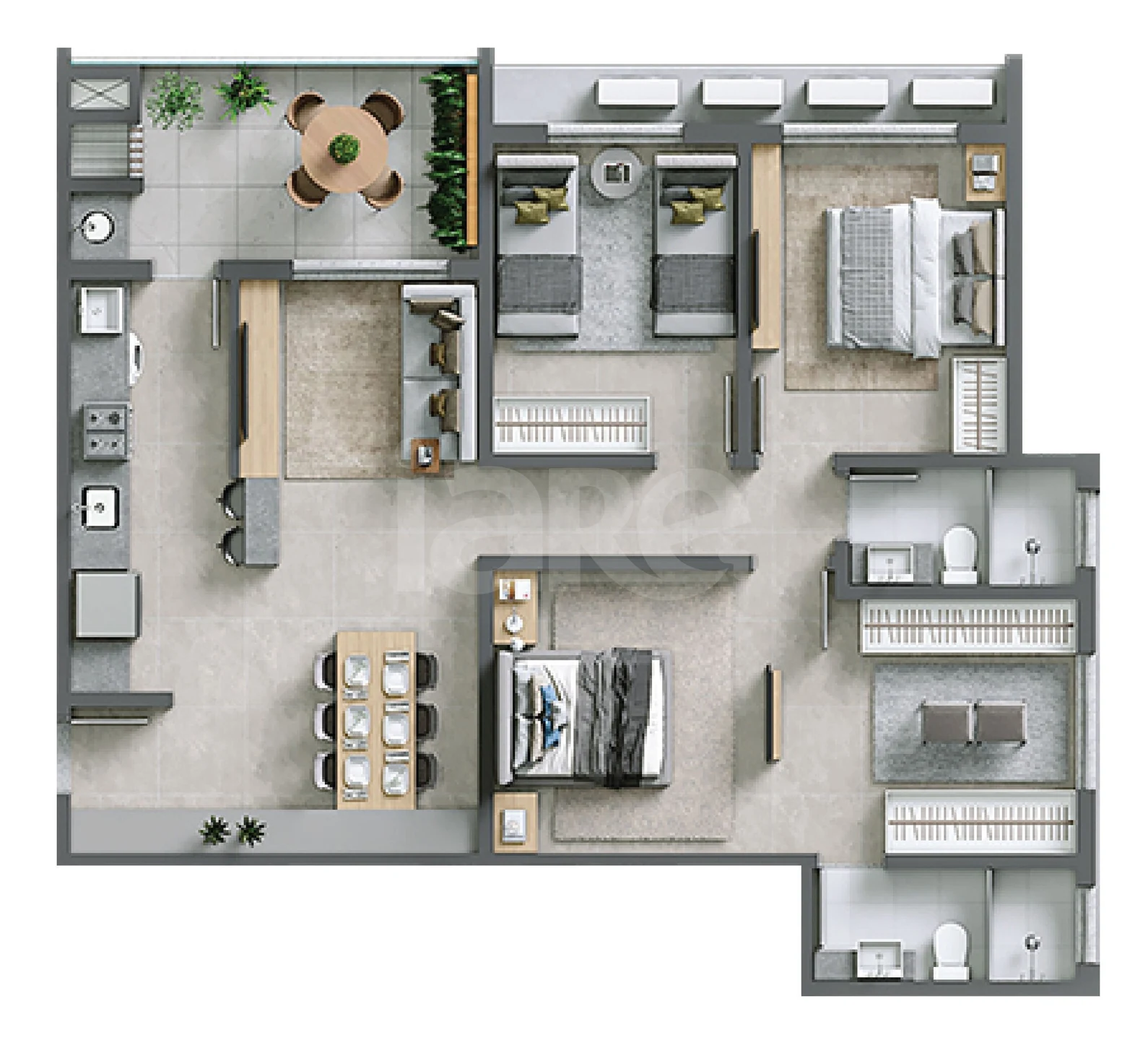 Planta — Apartamento 84,54 m²