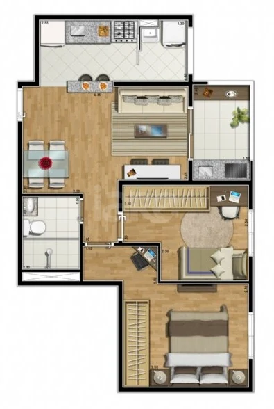 Planta — Apartamento 50,6 m²