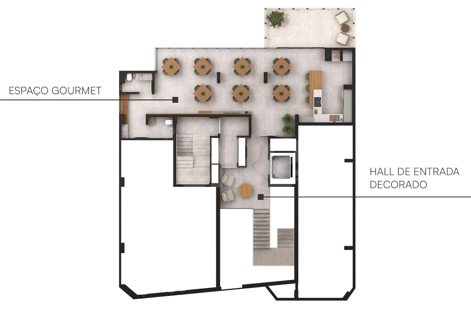 Planta — Espaço Gourmet + Hall