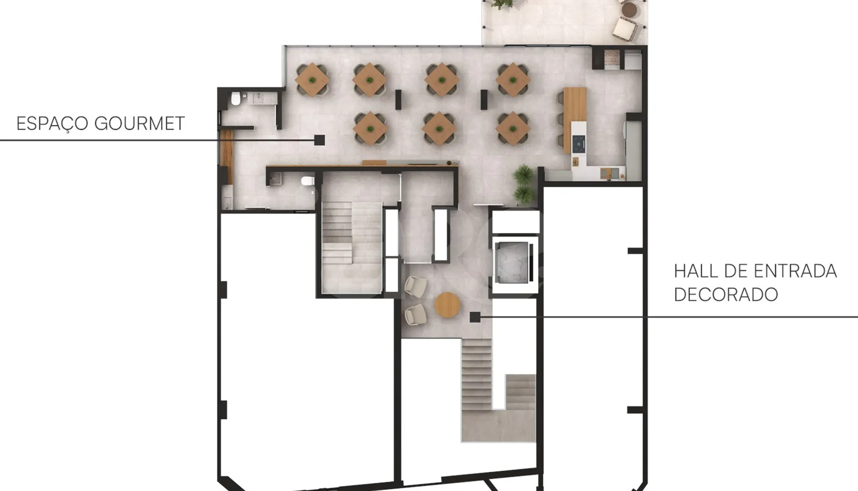 Planta — Espaço Gourmet + Hall