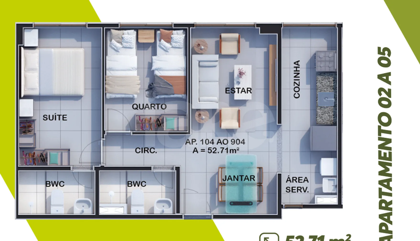 Planta — Apartamento 52,7 m²