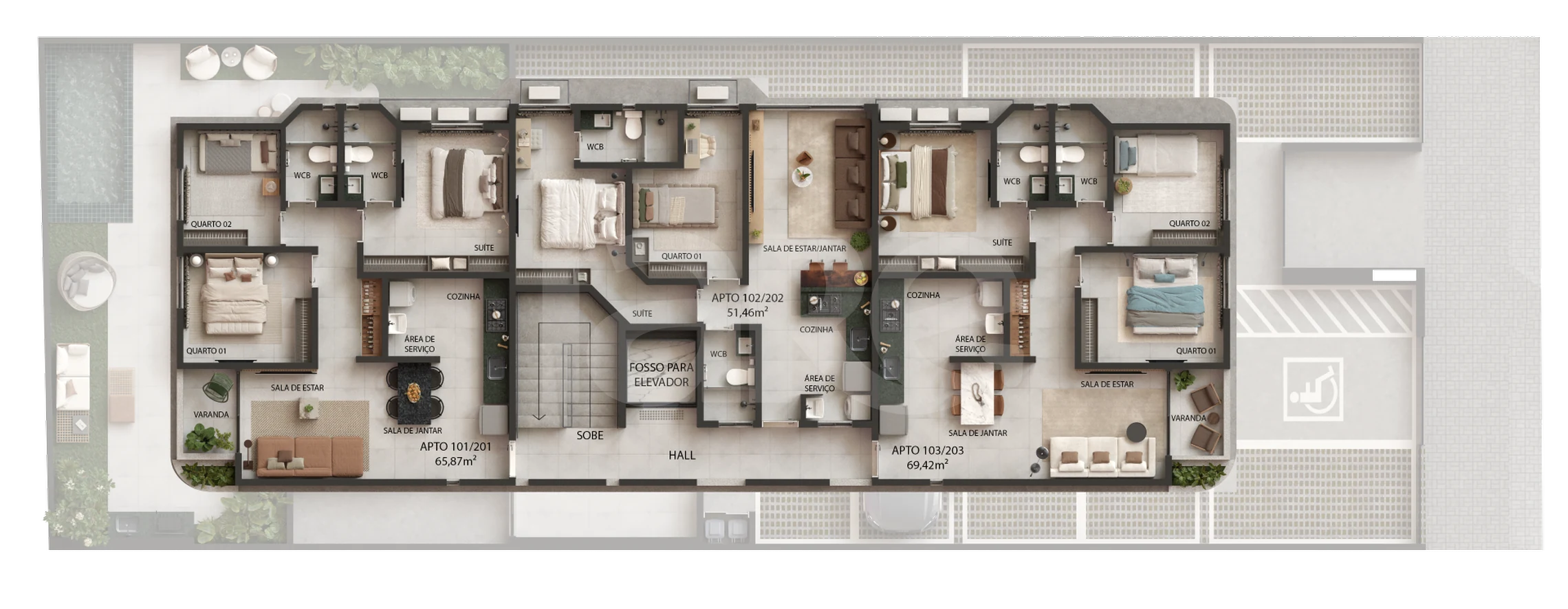 Planta — Pavimento 01 e 02
