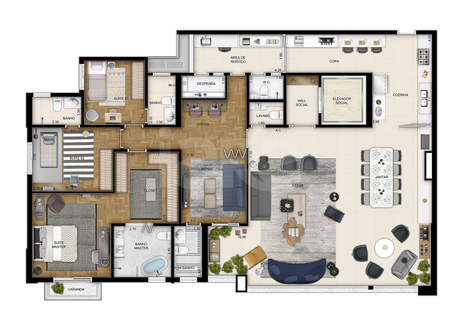 Planta — Apartamento 211,72 m²