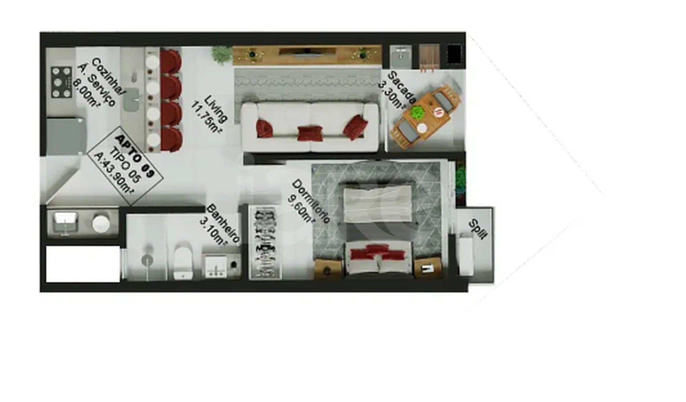 Planta — Apartamento 43,16 m²