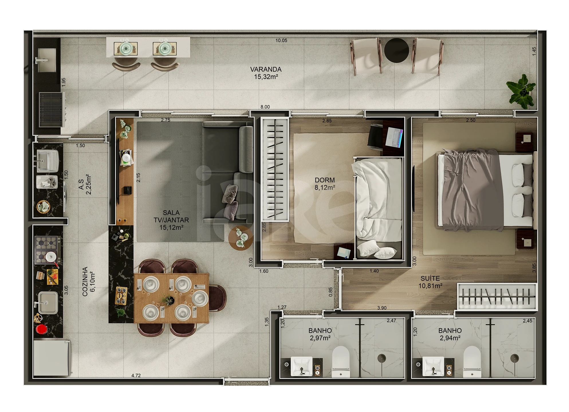 Planta — Apartamento 72,01 m²