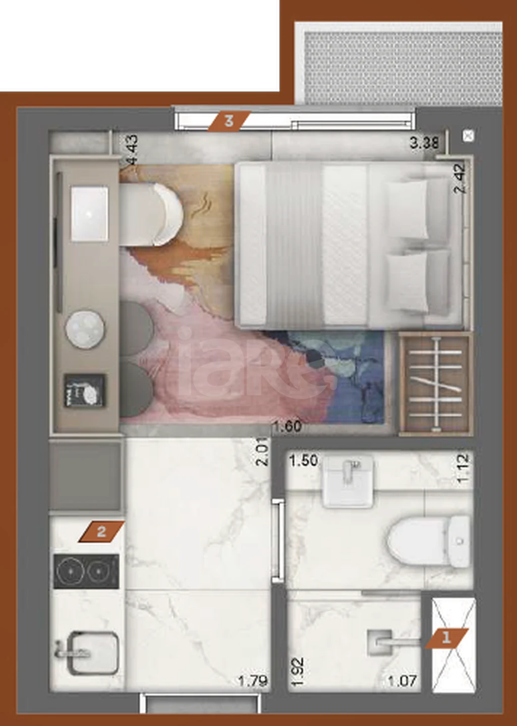 Planta — Studio 17,21 m²