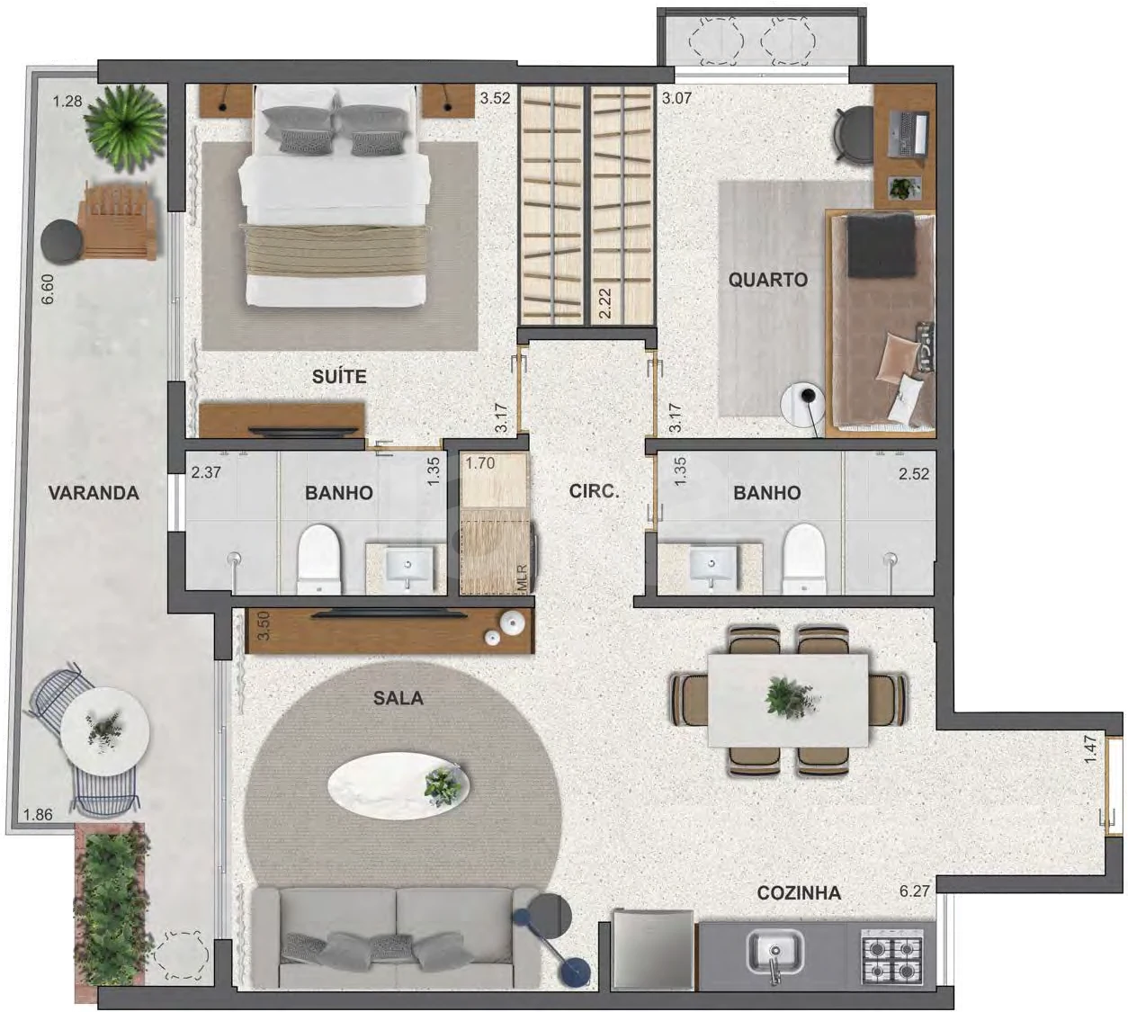 Planta — Apartamento 66,19 m²